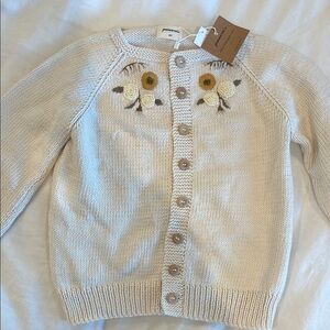 Cream Floral Button-Up Kids Sweater